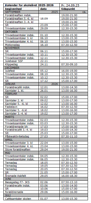 skolekalender 2025-2026